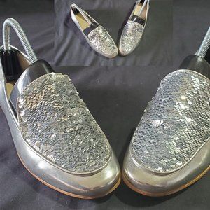 ALDO Women's Silver Sequin Loafers, Amailla, New, 81/2 (8.5), Grey